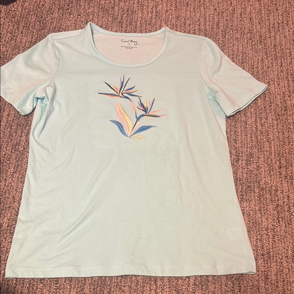 Light Blue Embroidered Women's Top Coral Bay Small